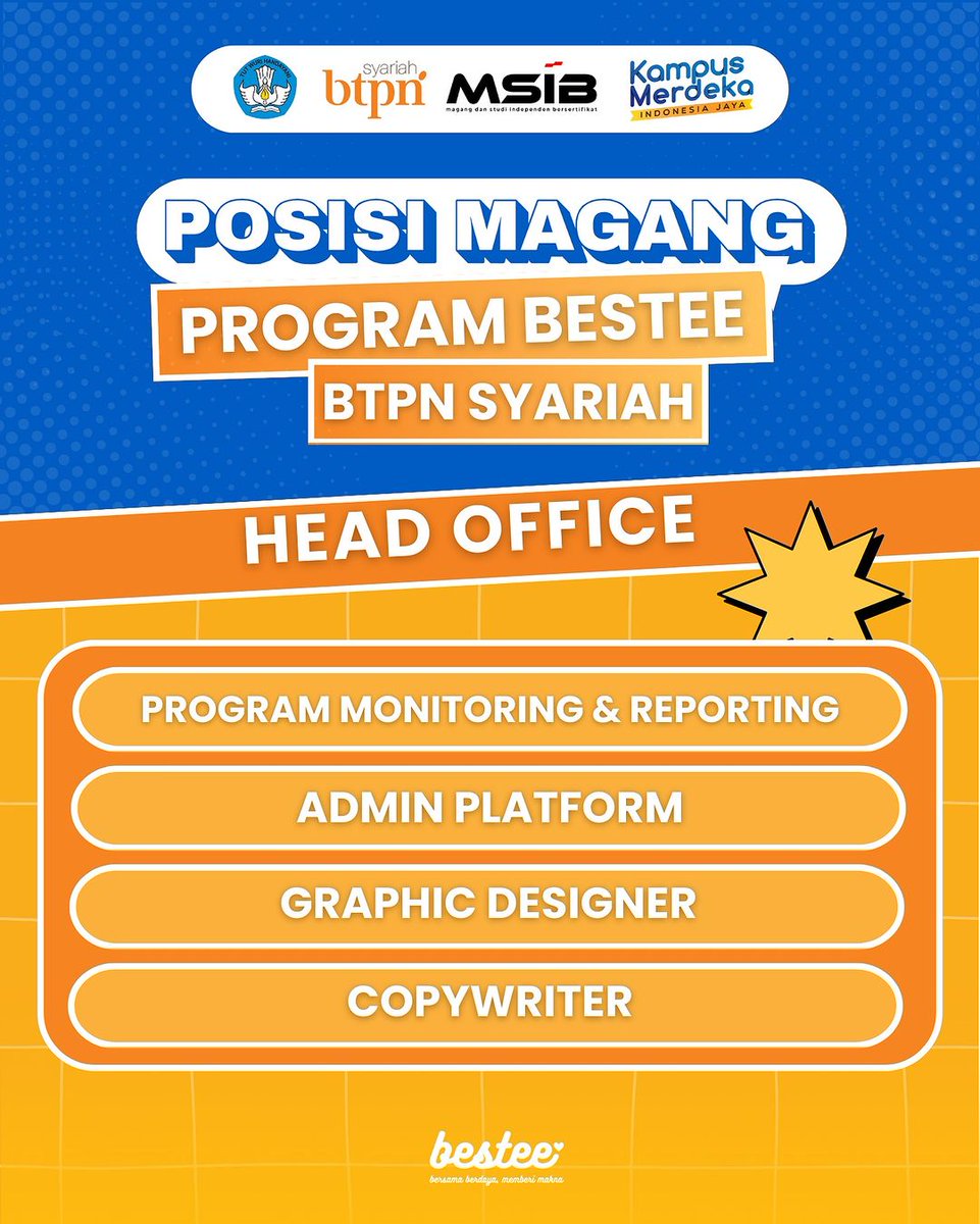kitabestee's tweet photo. Ini dia beberapa posisi yang tersedia 👍 https://t.co/aiI9hQJeLH