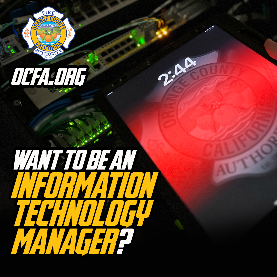 We're hiring! 👏 OCFA is looking for an Information Technology Manager to join our growing organization. 🖥️ View the requirements and apply now by visiting bit.ly/JOINOCFA