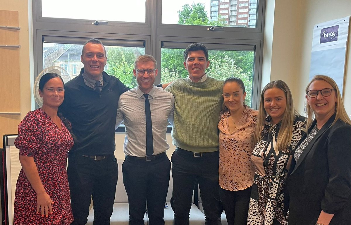 MissTaitBusEd's tweet photo. A bittersweet goodbye to the @CHS_BusComp department today🥹. Thank you to all of the amazing teachers for their support during placement 2 and 3. I have loved teaching the pupils at @clydebankhigh✨ Onto the next chapter in August👩🏼‍🏫⭐️💙 https://t.co/fjvX6NYpIf