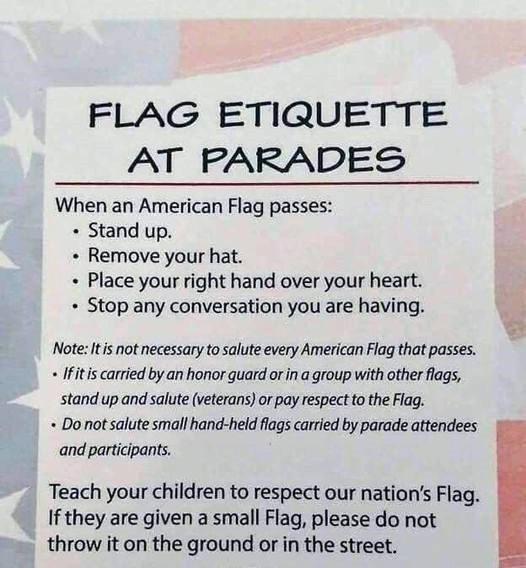 Healthinsurane4's tweet photo. #FlagEtiquette #RespectTheFlag #TeachOurChildren #GodBlessAmerica #HI4E.org #SalutingTheFlag #StandForTheFlag #HandOverTheHeart #HonorGuards #MemorialDay #MemorialDay2024 #Parades #MemorialDayParades https://t.co/gE3NHZYgEf
