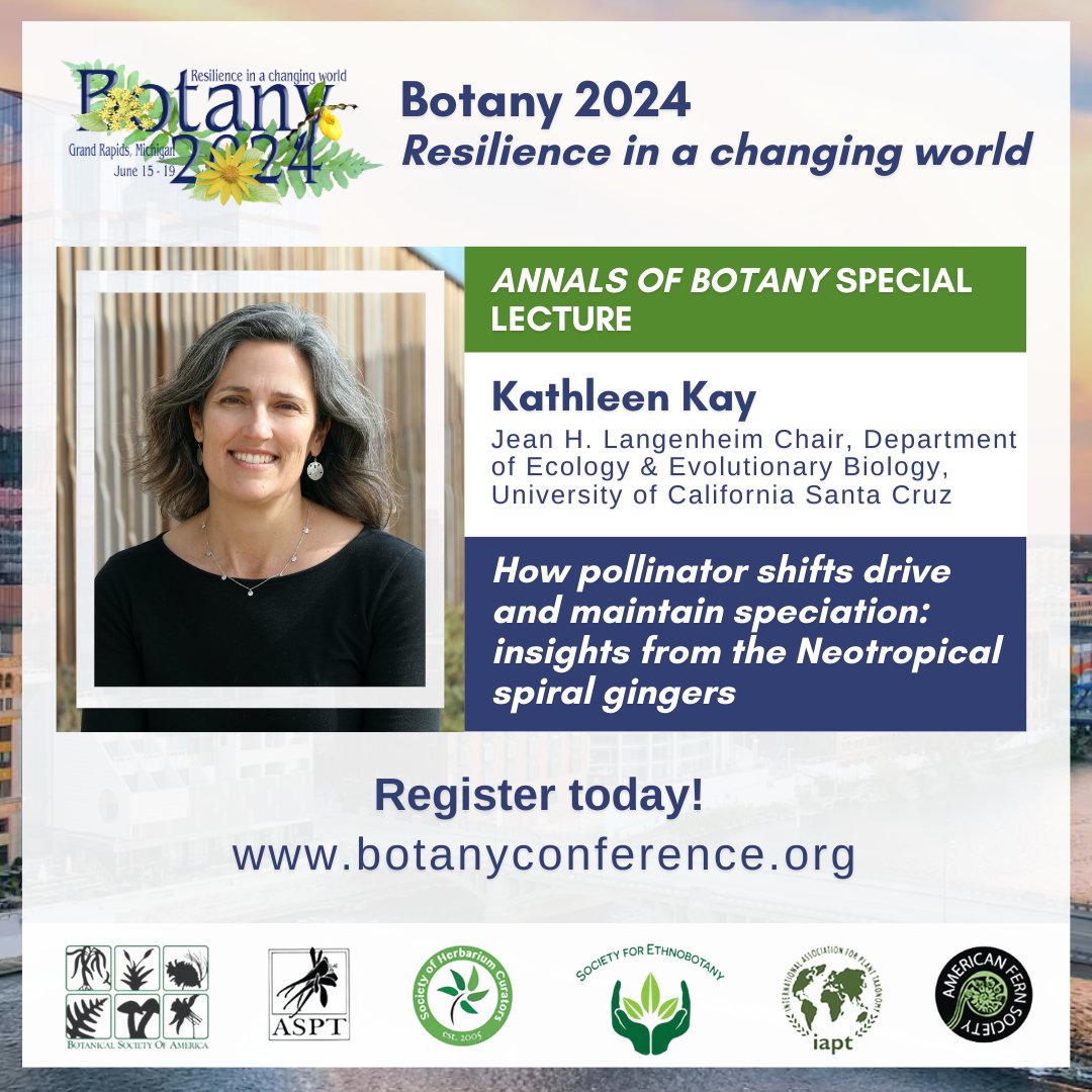 SEBotany's tweet photo. Don't miss Kathleen Kay of UC Santa Cruz at #Botany2024!
She is the Annals of Botany Special Lecturer with talk, "How pollinator shifts drive and maintain speciation: insights from the Neotropical spiral gingers"
Register at https://t.co/UIXwrvzM8w!
#SEBmeeting #Ethnobotany https://t.co/uHrAR0YnzF