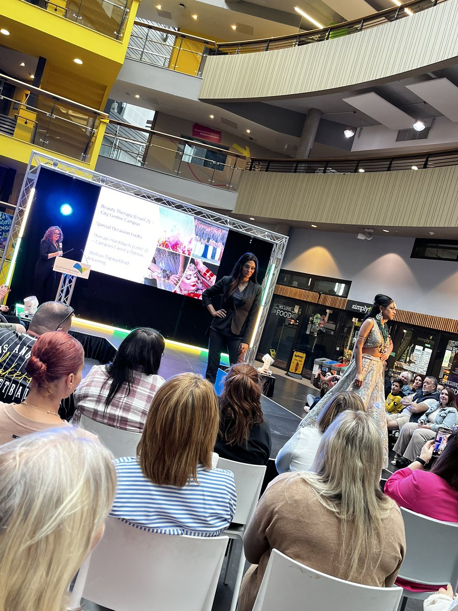 CAVC's tweet photo. The CAVC Hairdressing, Beauty and Theatrical Make-up End-of-Year Show and Student Awards are underway here in the Atrium at City Centre Campus.

We’re excited to see our students showcase their talents on the catwalk! https://t.co/BvQljZzpjt