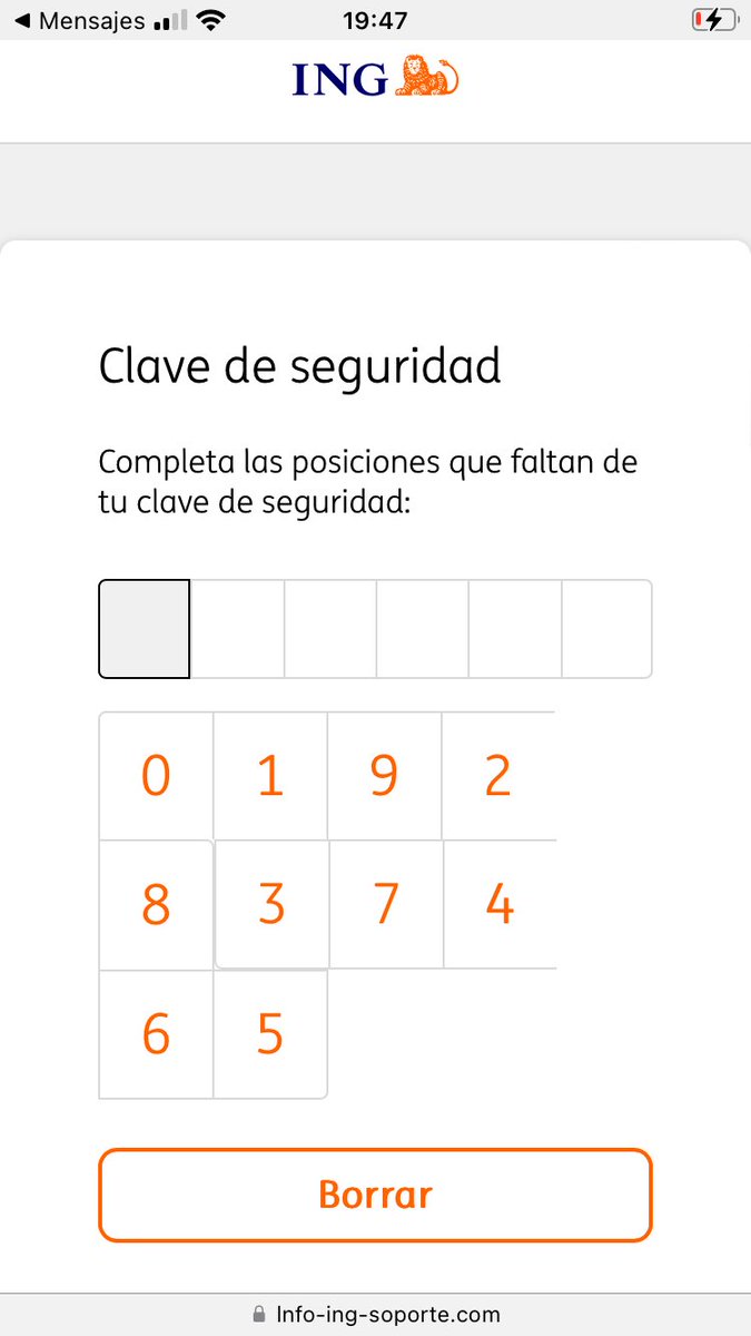 Electro_Duende's tweet photo. @ING_es @policia Mensaje de Phising recibido en mi número de teléfono. Imita bastante fielmente la web de ING y pide las seis posiciones del c��digo de acceso. https://t.co/FvcTlZgkf9
