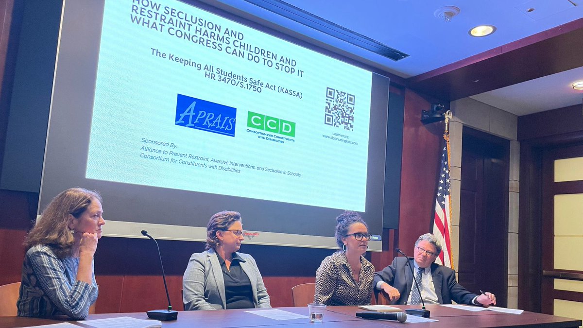 Today, our CEO, Katy Neas, moderated a Congressional briefing on seclusion &amp; restraint and the importance of passing the Keeping All Students Safe Act to stop these abusive practices. THANK YOU to <a href="/RepDonBeyer/">Rep. Don Beyer</a> &amp; <a href="/SenMurphyOffice/">Sen. Murphy Office</a> for speaking so powerfully on KASSA’s importance!