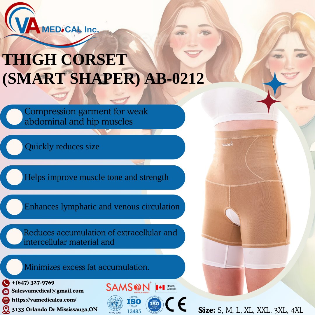 Vamedical_3133's tweet photo. "🌟 Tone up with the THIGH CORSET (SMART SHAPER) AB-0212! 🌟#Vamedical #ThighCorset #SmartShaper #CompressionGarment #HipSupport #MuscleTone #StrengthTraining #LymphaticHealth #BodyShaping #VenousCirculation #FitnessGear #edutwiiter https://t.co/ExEUet2rTG