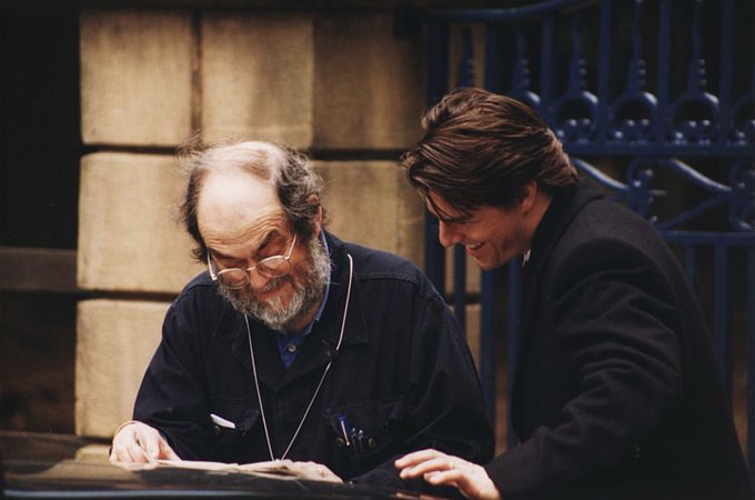 Stanley Kubrick and Tom Cruise on the set of Eyes Wide Shut, 1999.