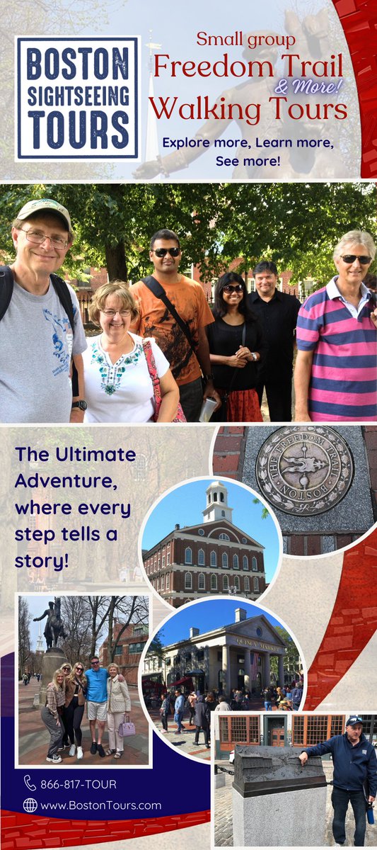 BostonTours1's tweet photo. Get your tickets now for our new Freedom Trail &amp; More tours starting June1st! Tickets on sale now and you can save $5 on adult tickets using the code NEW5OFF at checkout.
BOOK NOW!
https://t.co/xwtyLsa693
#Boston #bostontour #freedomtrail #freedomtrailboston https://t.co/B1cErMa7bL