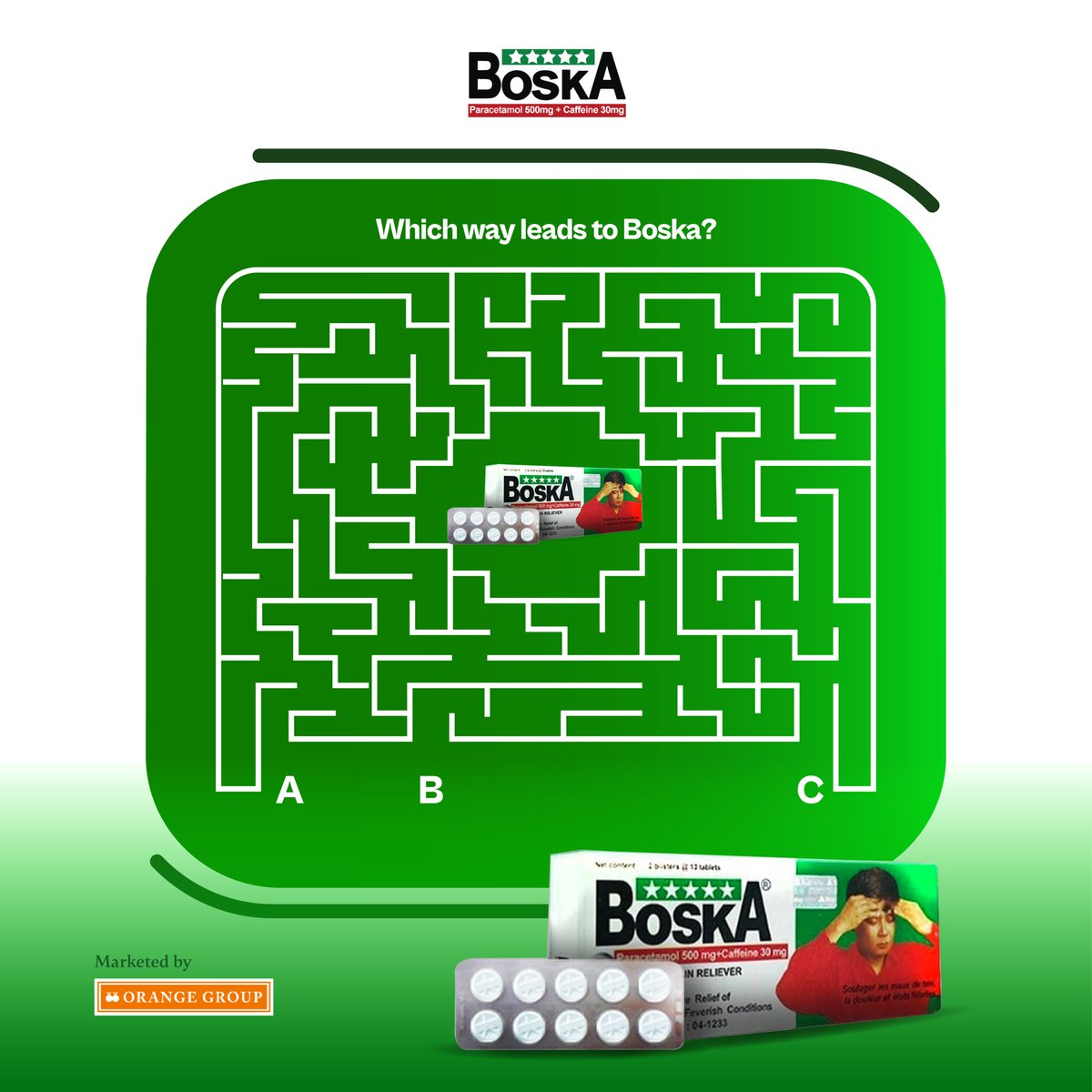 Join us for a fun-filled weekend of Boska games and stand a chance to win amazing prizes. Play, enjoy, and be pain and headache-free with Boska. Answer correctly and you could be our next winner!

#painrelief #headache #Boska #bepainfree #BoskaRelief #TGIF