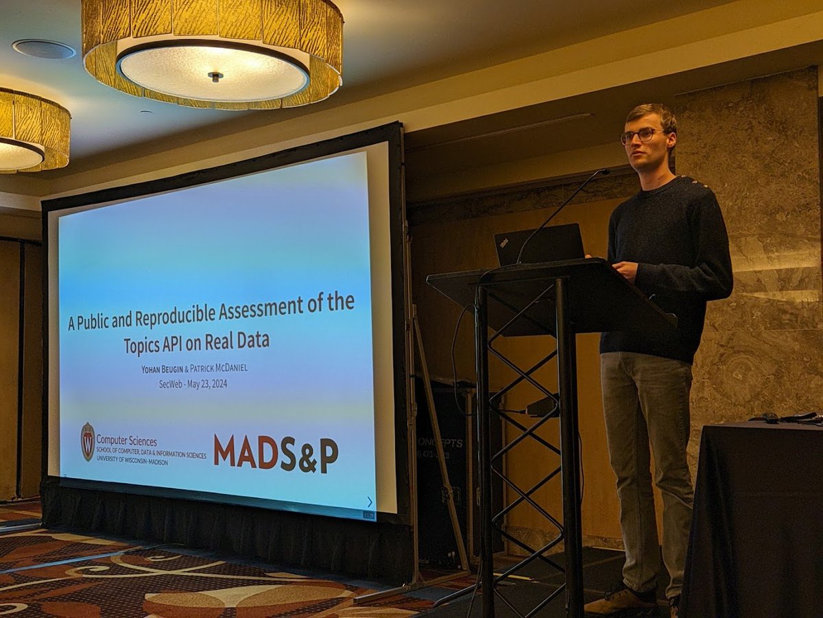 Marco Squarcina (@blueminimal) on Twitter photo A fundamental supplement in the cookie-free diet is the Topics API. Yohan Beugin is now presenting "A Public and Reproducible Assessment of the Topics API on Real Data"! #secweb
Session moderated by David Klein <a href="/tuBraunschweig/">TU Braunschweig</a>
CC <a href="/jpolakis/">jason polakis</a> A fundamental supplement in the cookie-free diet is the Topics API. Yohan Beugin is now presenting "A Public and Reproducible Assessment of the Topics API on Real Data"! #secweb
Session moderated by David Klein <a href="/tuBraunschweig/">TU Braunschweig</a>
CC <a href="/jpolakis/">jason polakis</a>