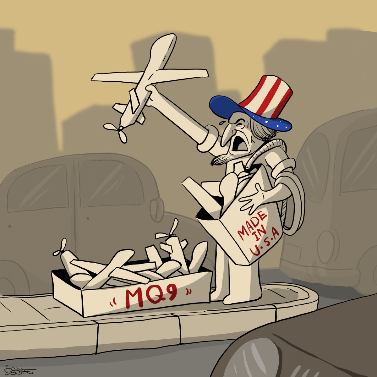 السيد عبدالملك الحوثي : 
طائرات MQ9 الأمريكية ، بورت
#كاريكاتير