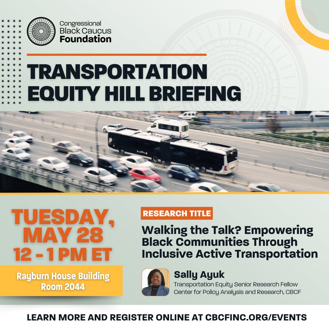 CBCF Inc. (@cbcfinc) on Twitter photo Join #CBCF on Capitol Hill for a transportation #research discussion on May 28, 2024 at 12pm ET.
Bring your lunch and learn how we can foster community through inclusive and active transportation initiatives with <a href="/SmartGrowthCEO/">Calvin Gladney</a> and <a href="/theycallmeoboi/">Olatunji Oboi Reed</a>.
đź”—: bit.ly/4bwA47C Join #CBCF on Capitol Hill for a transportation #research discussion on May 28, 2024 at 12pm ET.
Bring your lunch and learn how we can foster community through inclusive and active transportation initiatives with <a href="/SmartGrowthCEO/">Calvin Gladney</a> and <a href="/theycallmeoboi/">Olatunji Oboi Reed</a>.
đź”—: bit.ly/4bwA47C