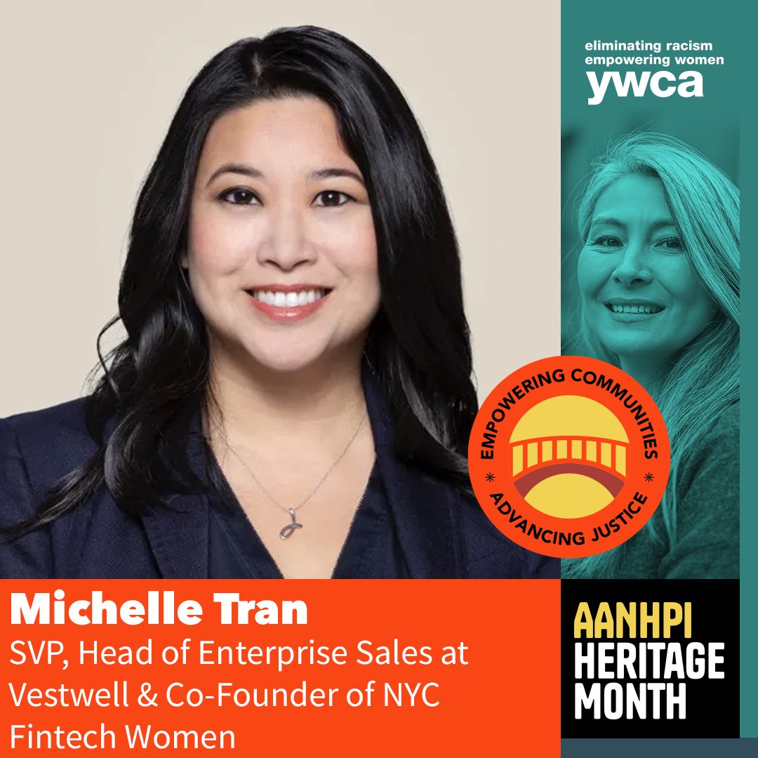 ywcamc's tweet photo. During #AANHPIHeritageMonth, we're shining a spotlight on Michelle Tran, the powerhouse leading the charge for gender equality in FinTech. As head of Strategic Partnerships at Vestwell and co-founder of NYC FinTech Women, she's  paving the way for future leaders. #AANHPIHM2024 🔥 https://t.co/fAfI8kI5nR