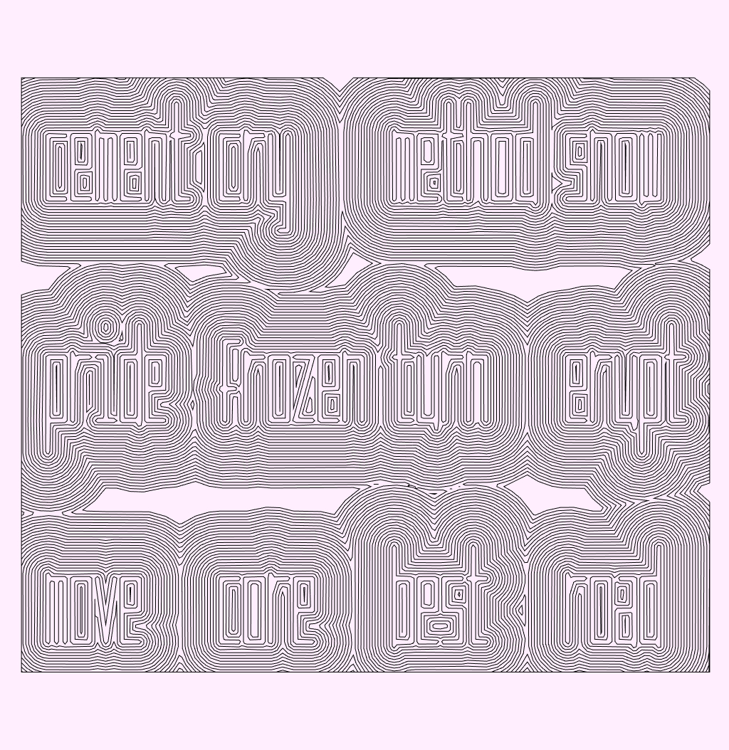nclslbrn's tweet photo. Custom font + signed distance function
Just an example of how to use my SVG font-library (plot-writer currently in beta)

#penPlotter #SVGfont #genArt https://t.co/sg1cSqEvhM
