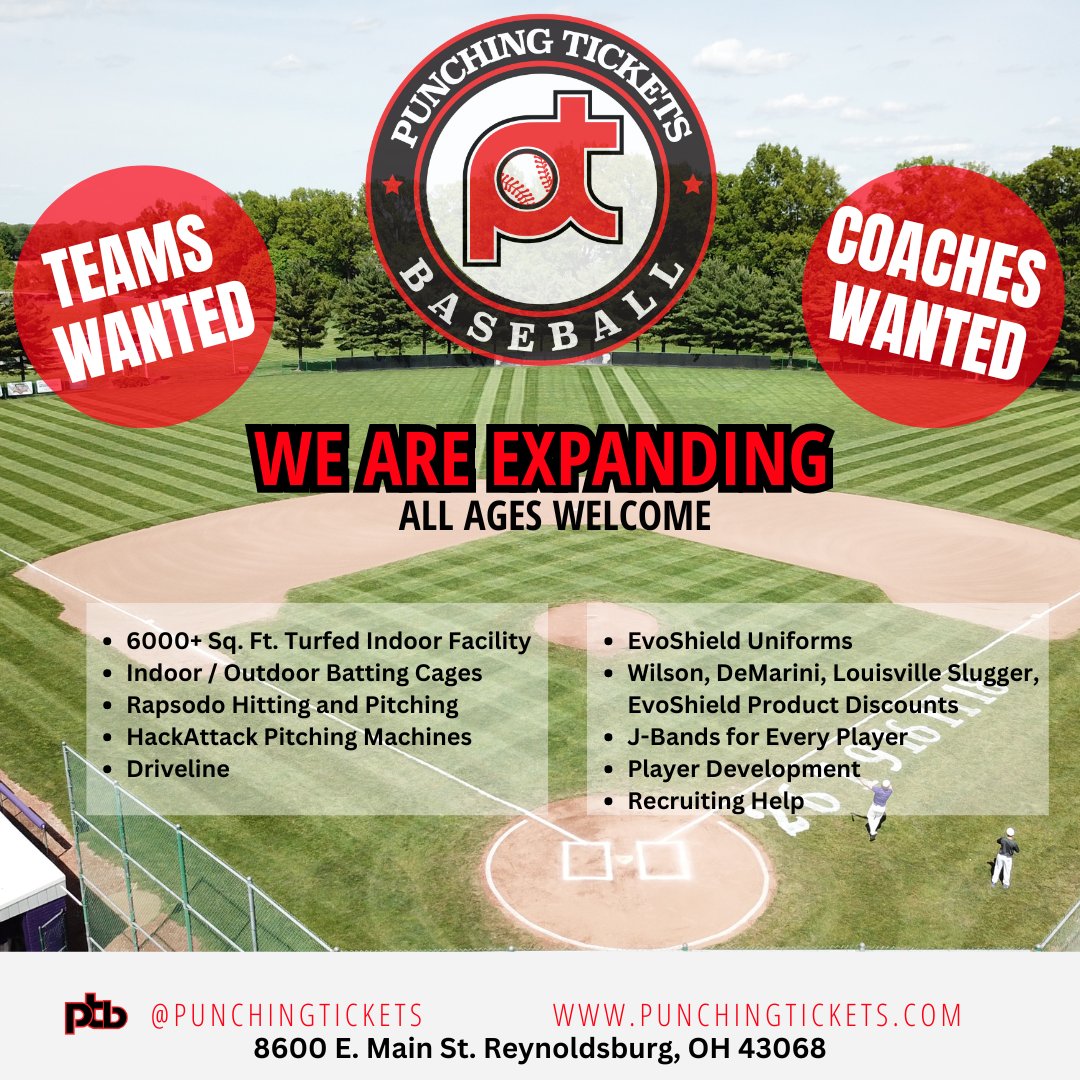 Looking to be part of something special? Come check us out. Contact us to schedule a tour of our facility and find out what sets us apart.

New Teams Wanted
Coaches Wanted

Facility:
8600 E. Main St. Reynoldsburg, OH 43068

Contact:
support@punchingtickets.com
614-496-1729