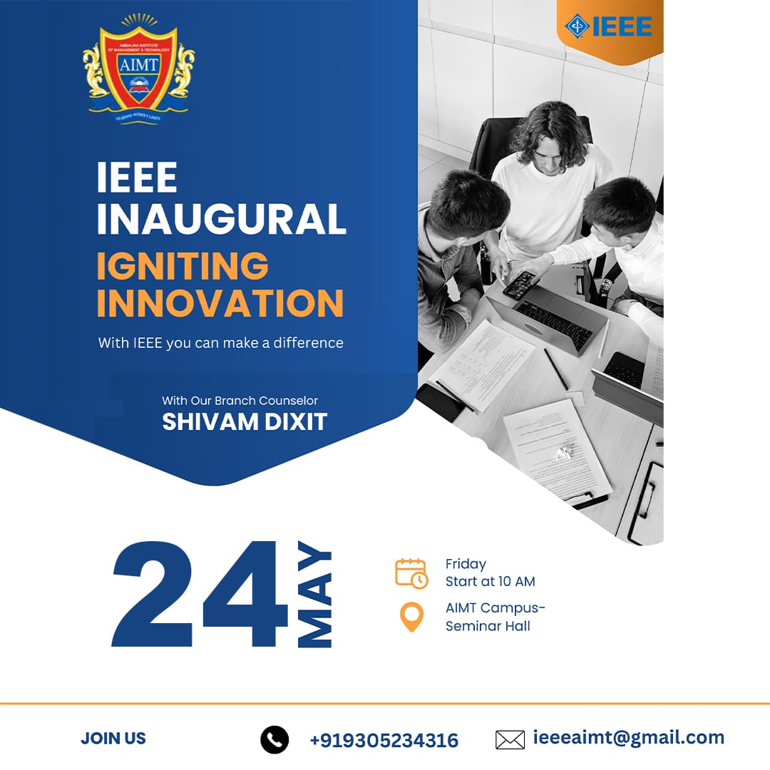 ieee_aimt's tweet photo. "New beginnings await as we inaugurate IEEE Student branch in Ambalika. Let's embark on this journey together!"
.
.
#IEEE #IEEEAIMT https://t.co/fOAL04thAi