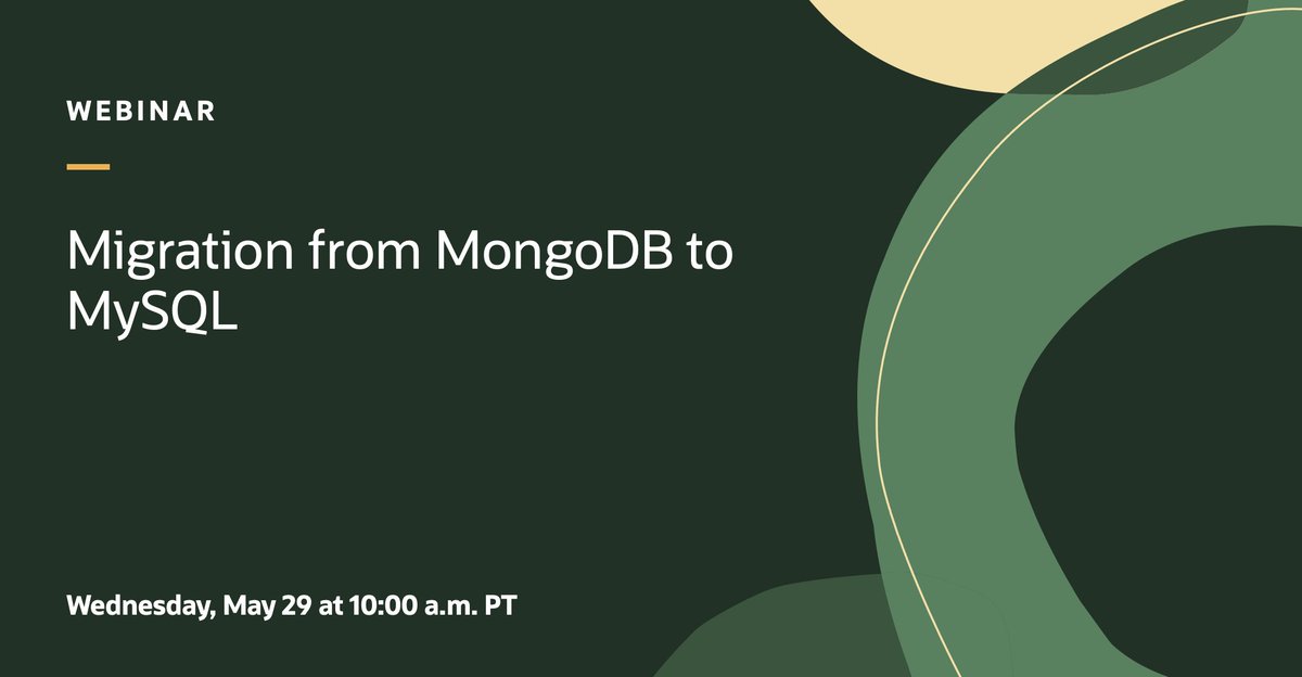 [Webinar, May 29, 10AM PT] Join us to uncover the competitive advantages of #MySQL over MongoDB and explore the steps involved in the migration process. Register: social.ora.cl/6015d260Z