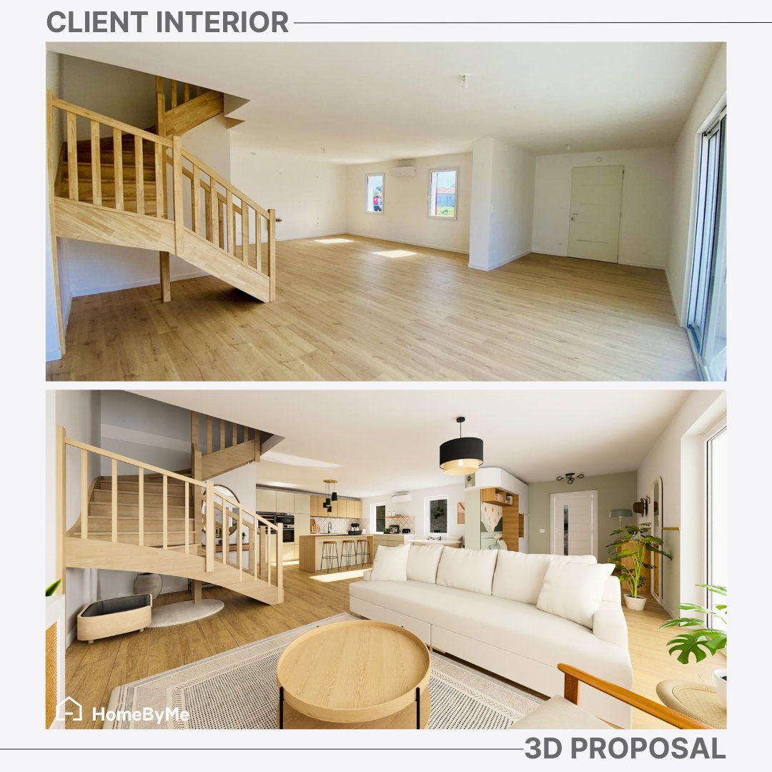 Homebyme_FR's tweet photo. Wow! 3D or reality? Discover how our ambassador @mely.homedeco transformed this empty space into a stunning living room with an open kitchen and a cozy dining room using our FREE 3D interior design solution. 🏠 💫 https://t.co/mih5o6p99L