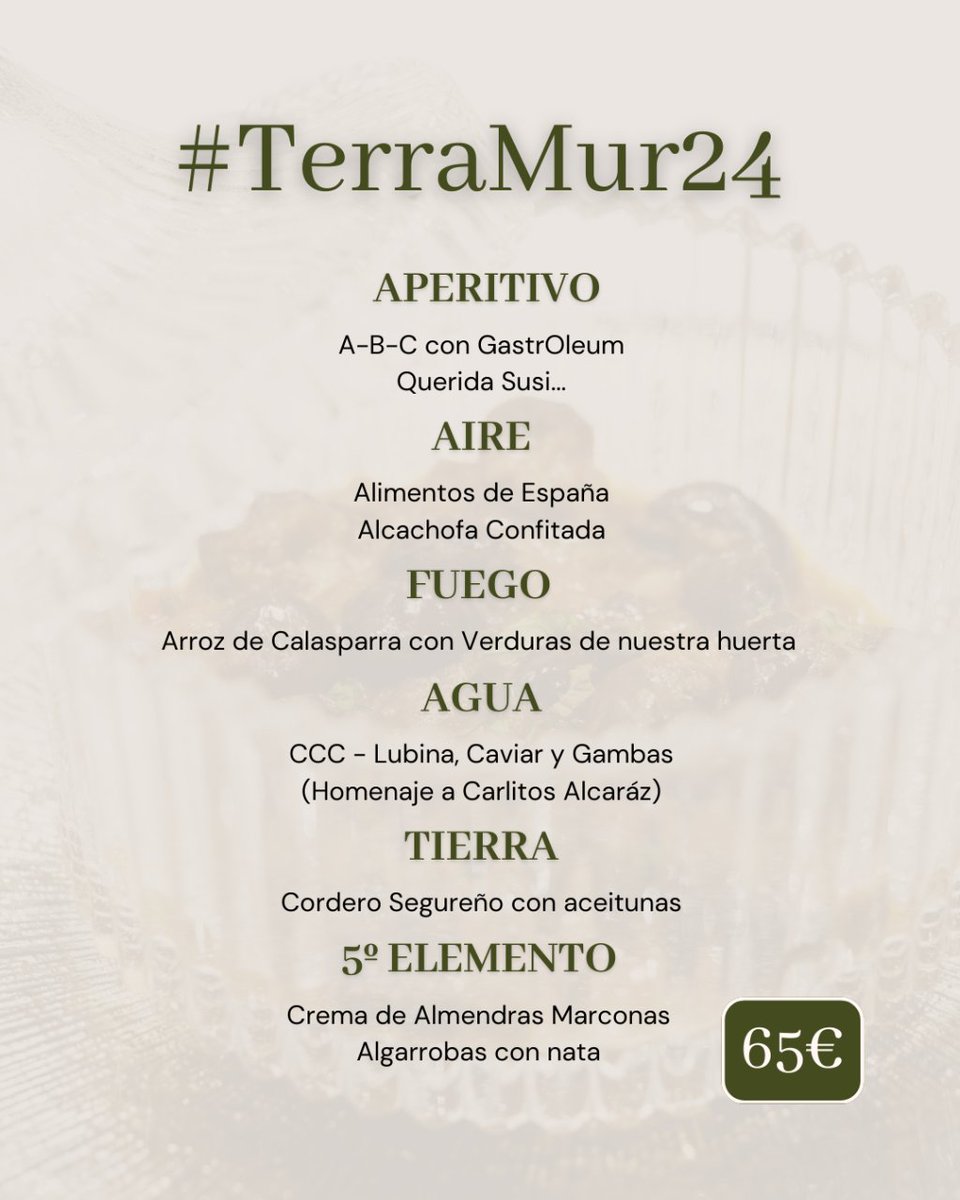 ¿Has probado ya nuestro menú degustación #TerraMur24? Descubre los sabores de la Región de Murcia con platos cuidadosamente elaborados por nuestro chef <a href="/FiroVazquez/">Firo Vázquez d Parga</a>. 

Reserva tu mesa. 👇
🌐 restauranteelolivar.es
📞 968 724 054