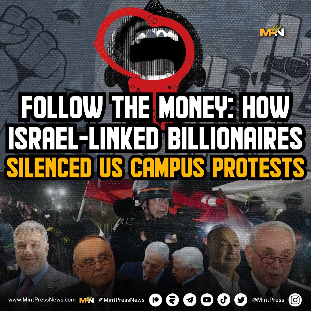 🧵A new MintPress investigation from @AlanRMacLeod lifts the lid on the pro-Israel billionaires putting pressure on universities to crush the nationwide student protests.