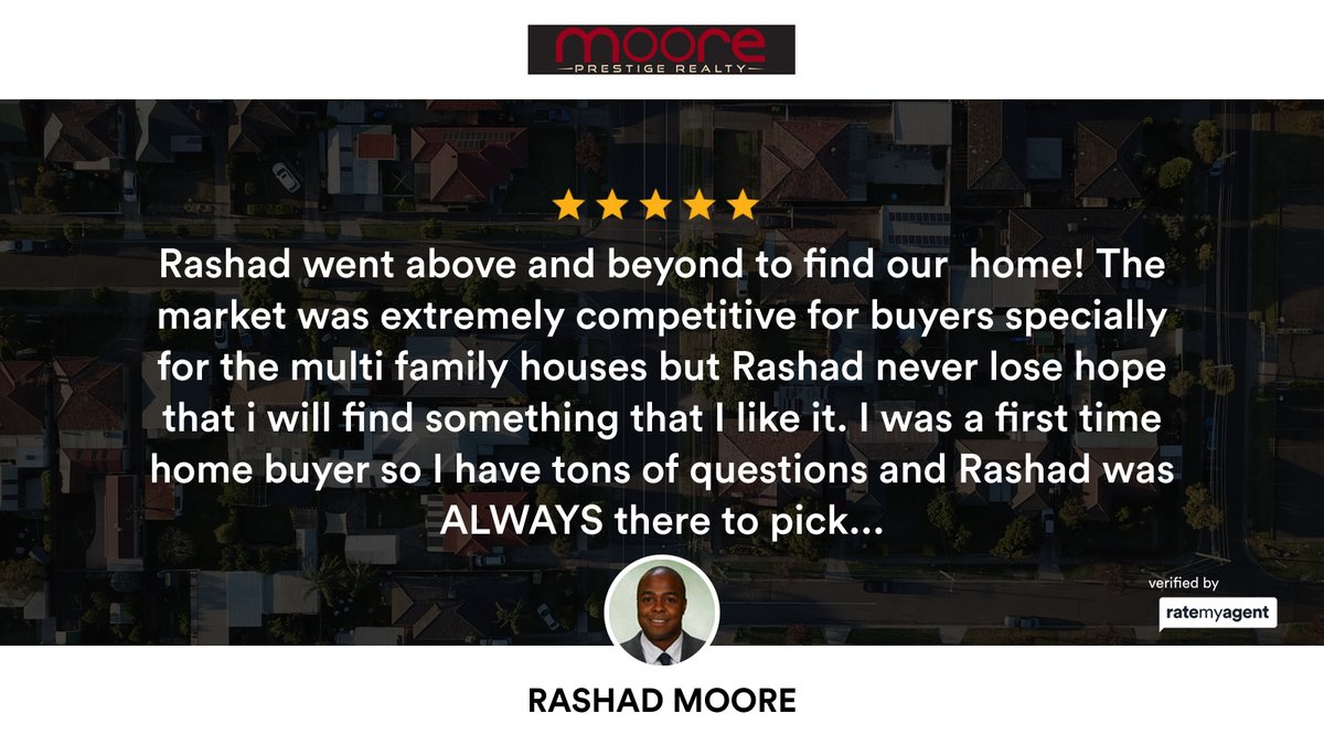 RashadTMoore's tweet photo. My latest RateMyAgent review in Union County.
 0451491
https://t.co/o9h4Gft3cl

...
#ratemyagent #realestate #MOORE_PRESTIGE_REALTY https://t.co/x7DGZNGAe7