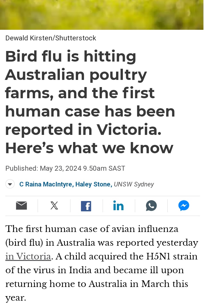 𝐁𝐮𝐜𝐤𝐥𝐞 𝐔𝐩 | 💉🩺 | There is another 'Pandemic' on the way....sebeqalile, imijovo isendleleni. Australia reports the first human-case of H5N1 bird flu.