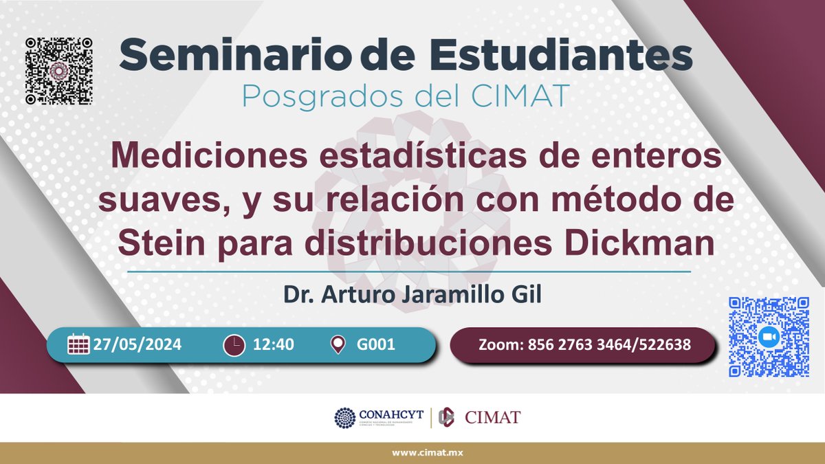 #CIMAT te espera este lunes 27 de Mayo a la sesión de clausura del Seminario de Estudiantes. Transmisión en línea: us06web.zoom.us/j/85627633464?… ¿Resumen y más?, visita la página: sites.google.com/cimat.mx/se-po…