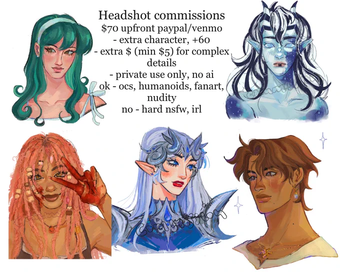 hi guys! opening up headshot c0mmissions for the summer! dm me for inquiries :) ✨ 