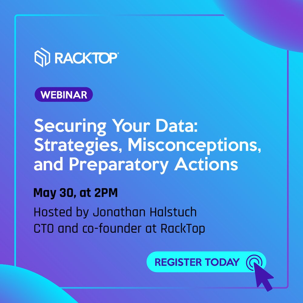 It's happening next week! Join RackTop for an informative webinar about common data security myths. Register today: hubs.li/Q02wPBnK0 #datasecurity #ransomware #insiderthreats