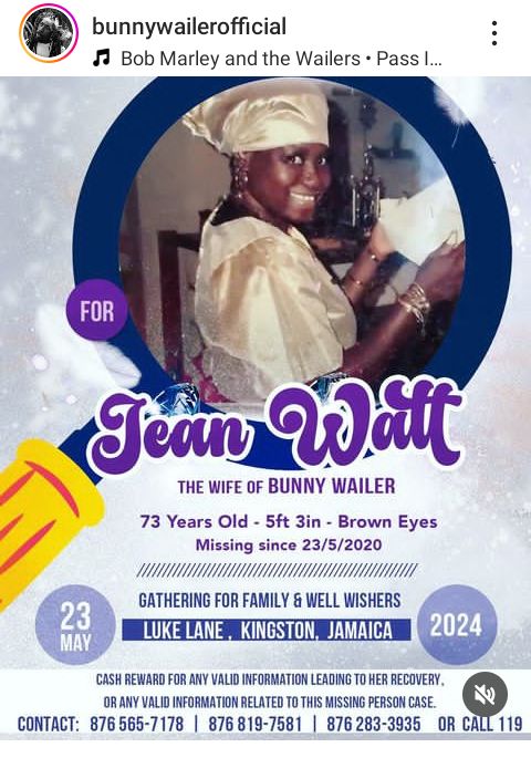 Its been 4 years now since Sister Jean, wife of #BunnyWailer, disappeared. Someones out there have the answer. We appeal to them to speak, so the family can get some closure. #missingperson #Elder