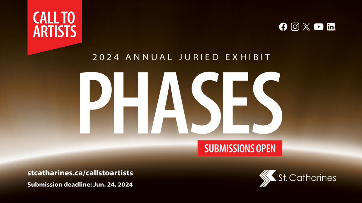 🎨 Calling established, emerging, and student artists living in Niagara region! ☀️🌕 Submit artworks exploring your interpretation of the recent total solar eclipse phenomenon to the City's 15th Annual Juried Art Exhibit, 'Phases'. ⏰Deadline: June 24 ℹ️ stcatharines.ca/CallsToArtists