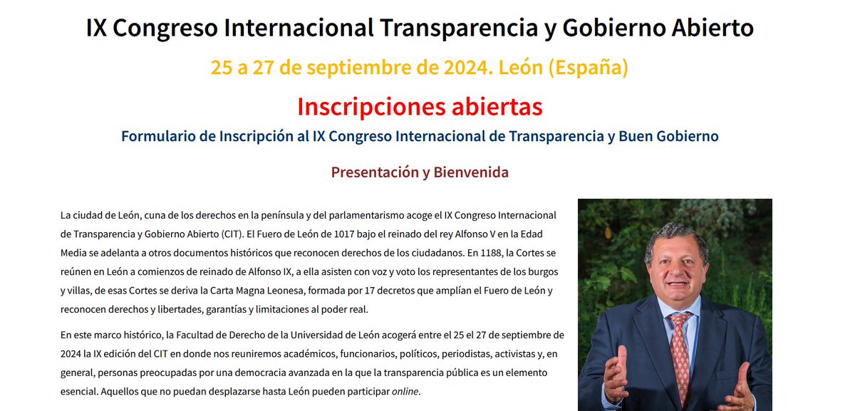 IX Congreso Internacional Transparencia y Gobierno Abierto 25 a 27 de septiembre de 2024. León ci-transparencia.com