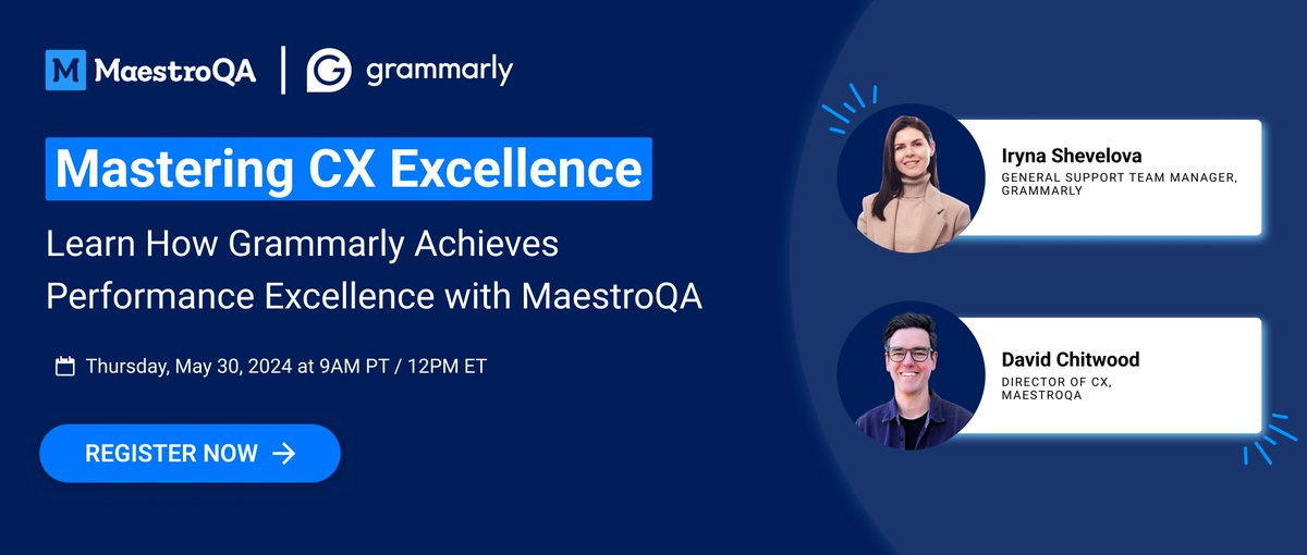 In this exclusive webinar, delve into Grammarly's innovative approach to #QA, optimizing #agentperformance, and maintaining exceptional #customerservice standards. Register now. tinyurl.com/Grammarlywebin…