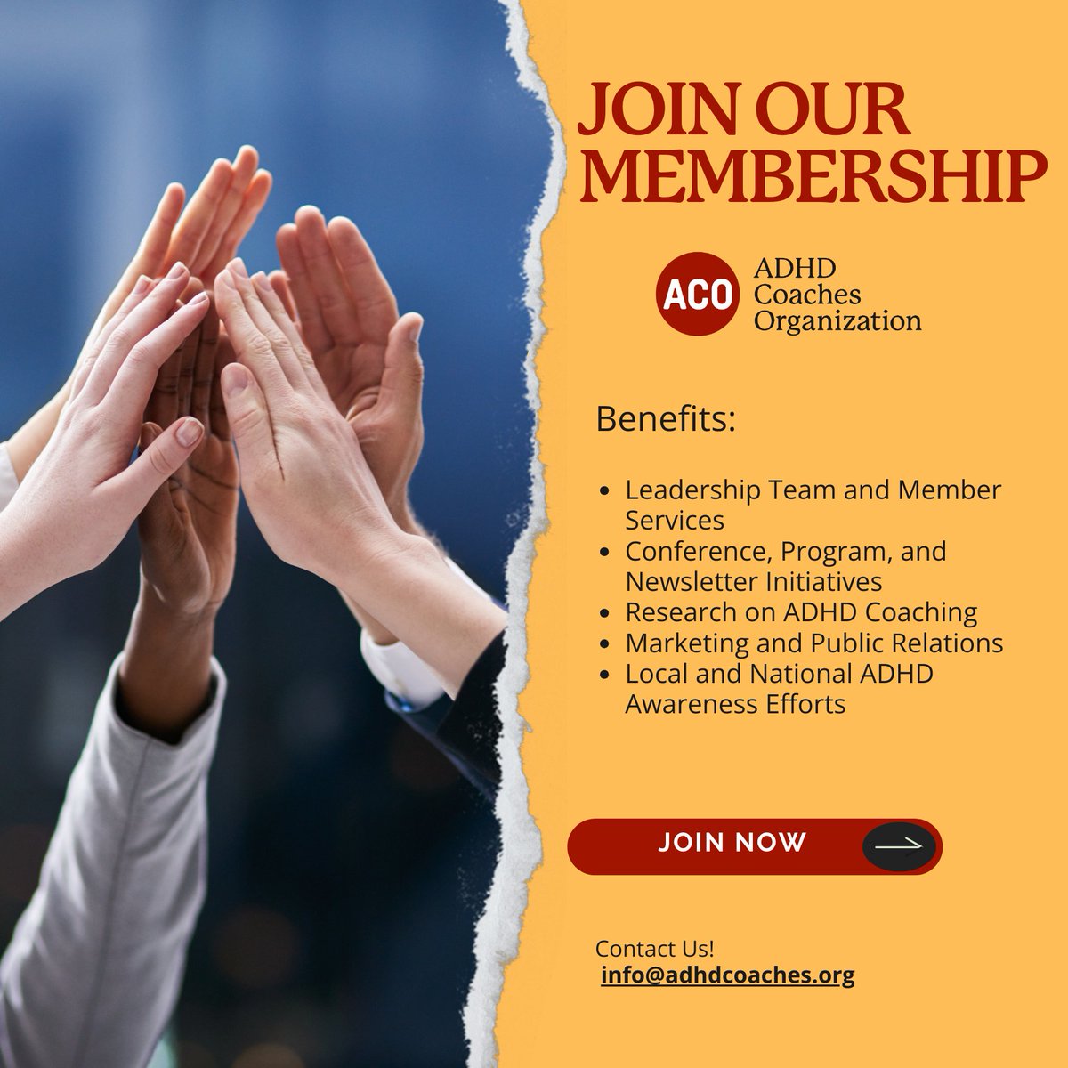 Become part of our dynamic ADHD Coaching Community! If you're passionate about empowering individuals with ADHD, ACO offers career opportunities, skill advancement, impactful outreach, and a supportive network. Explore more and join us today at adhdcoaches.org!