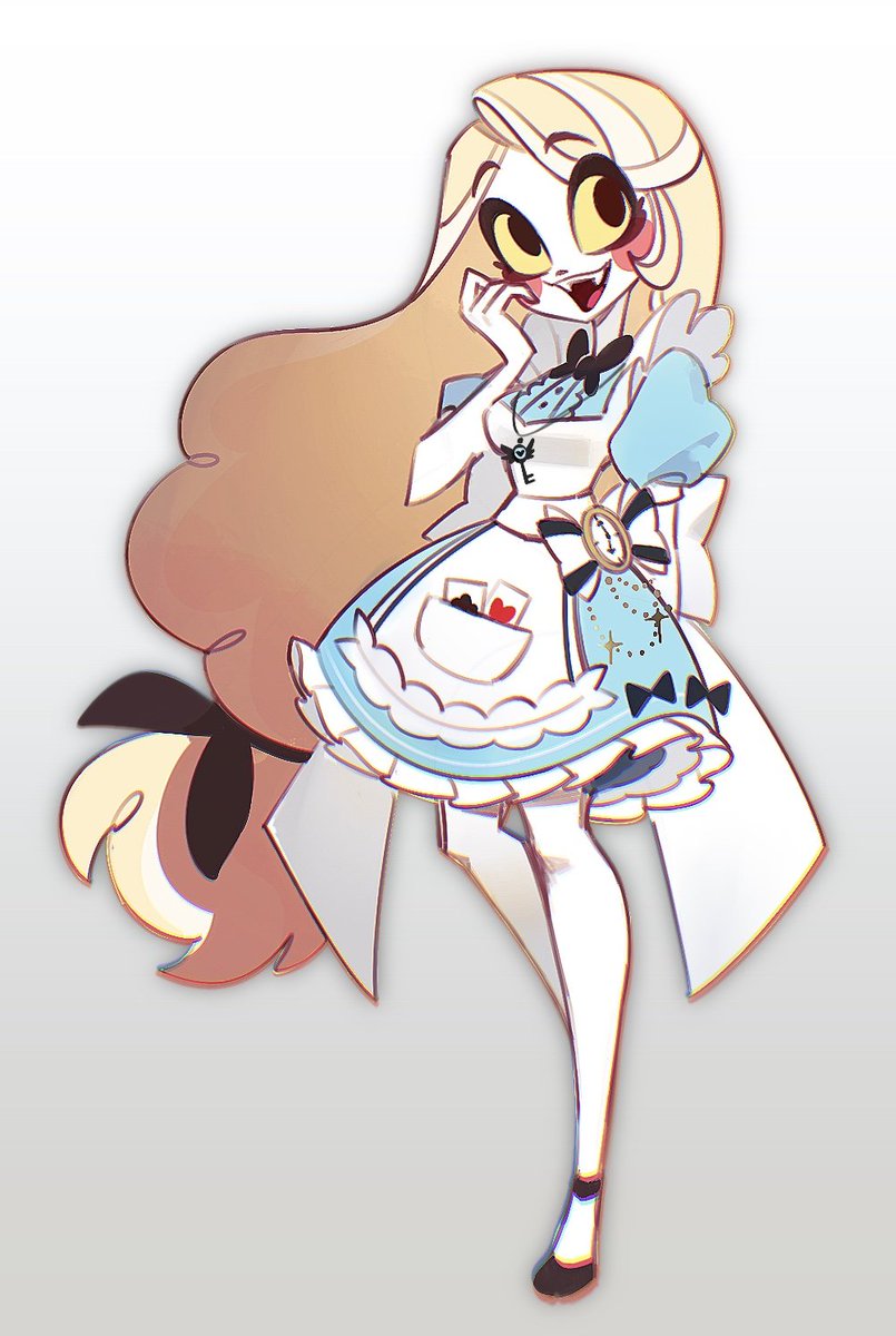 画了下爱丽丝pa的立绘和很糊的草插^^ #地狱客栈#HazbinHotel