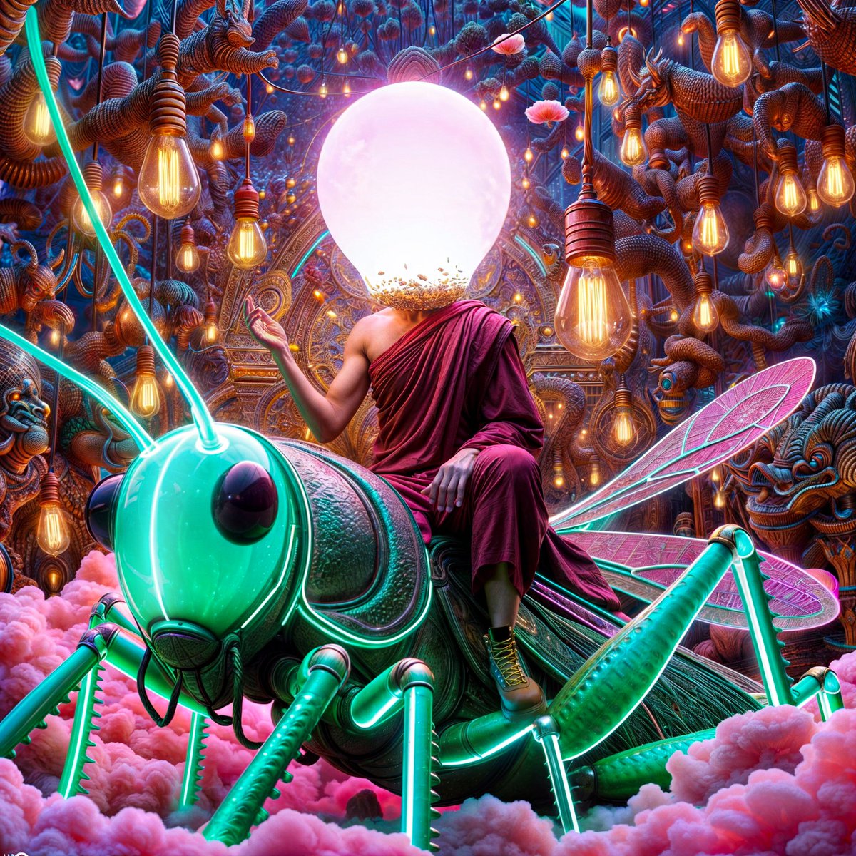 DataDrip369's tweet photo. 🚀 Just dropped my collection, ‘Leaps of Faith,’ on @HelloUncut! 🌿 Monks riding grasshoppers—because enlightenment needs a little hop. 🙌
https://t.co/DXZXCAYQAu
#digitalart #Web3Community #uncutnetwork https://t.co/MIpLlQer6C