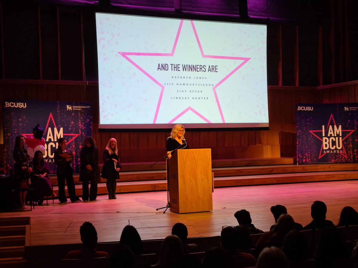 Our next award (and our last one of the evening 😭) is Inspirational Teacher of the Year! And the winners are... Kathryn Jones, Lily Hamourtziadou, Fiaz Afsar & Lindsay Hunter! 🎉 Congratulations, all! #IAMBCUAwards #IAMBCU