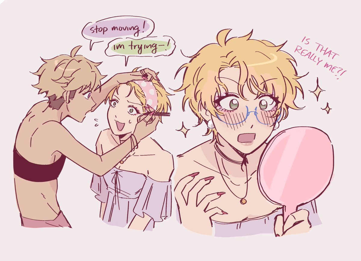 ponparfait's tweet photo. HI JAZ if you want to doodle naru giving ukki a makeover i think that’d be pretty neat! there’s just something about them… — IVE ACTUALY DRAWN SMTH LIKE THIS BEFORE but i love them so im fine drawing it again..... https://t.co/O4ySQdc6sd https://t.co/n9mA12Y5zb
