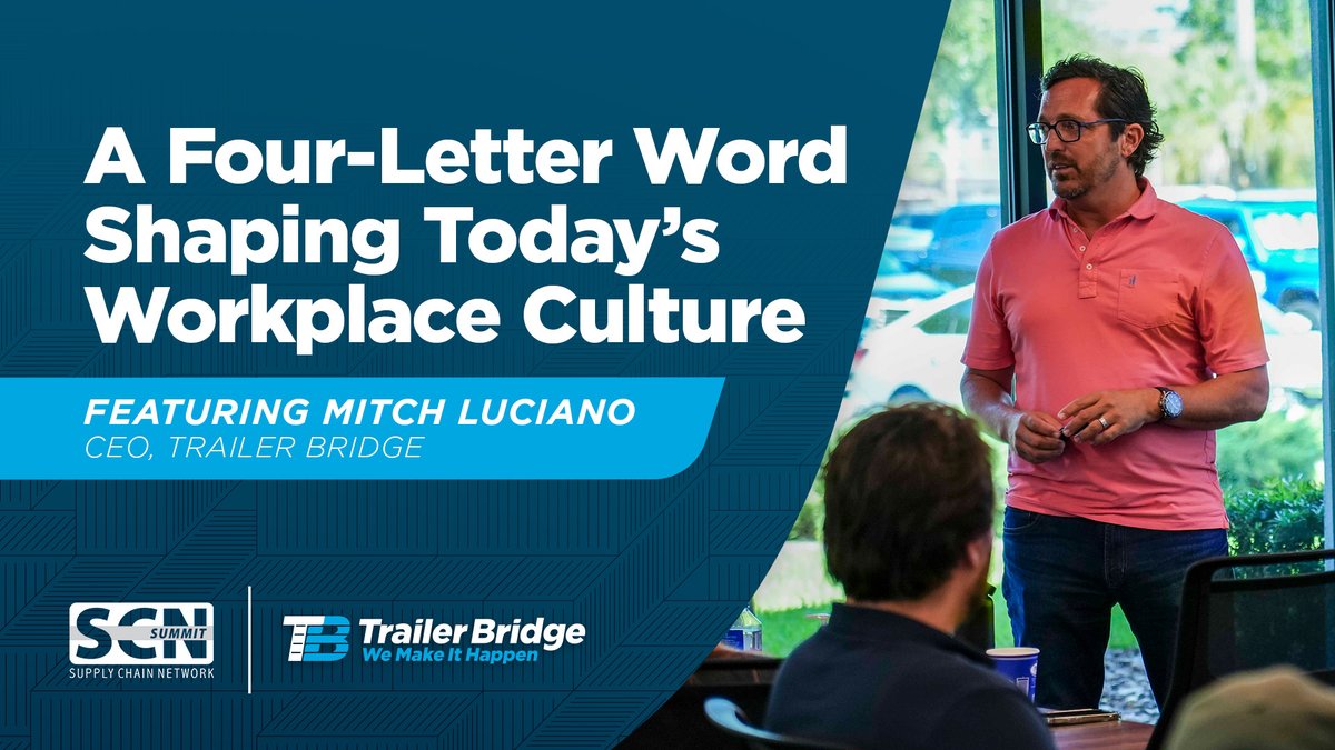 .<a href="/TrailerBridge/">Trailer Bridge</a> CEO Mitch Luciano will share his insights on 'A Four-Letter Word Shaping Today's Workplace Culture' as part of the 2024 SCN Virtual Summit June 4-6. Register today to reserve your spot for his convo with <a href="/MarinaMayer/">Marina Mayer</a>: scnsummit.com
#workplaceculture