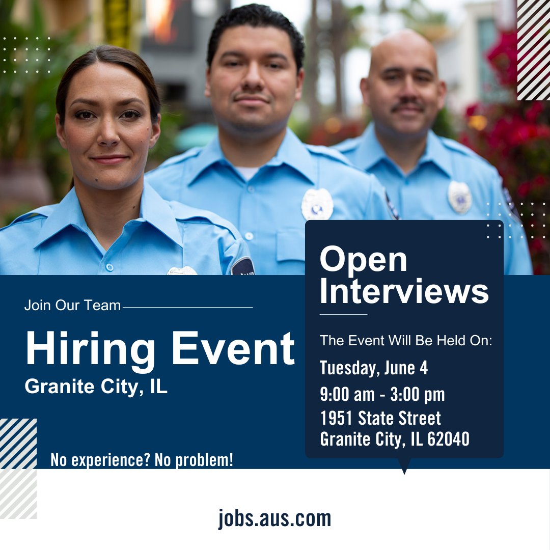 Security careers with Allied Universal! Join us for an on-site hiring event on Tuesday, June 4th (9am-3pm) at 1951 State Street, Granite City, IL. ow.ly/43ng50RNHm4

#GraniteCity #SecurityJobs #HiringEvent

P.S. Dress professionally!
