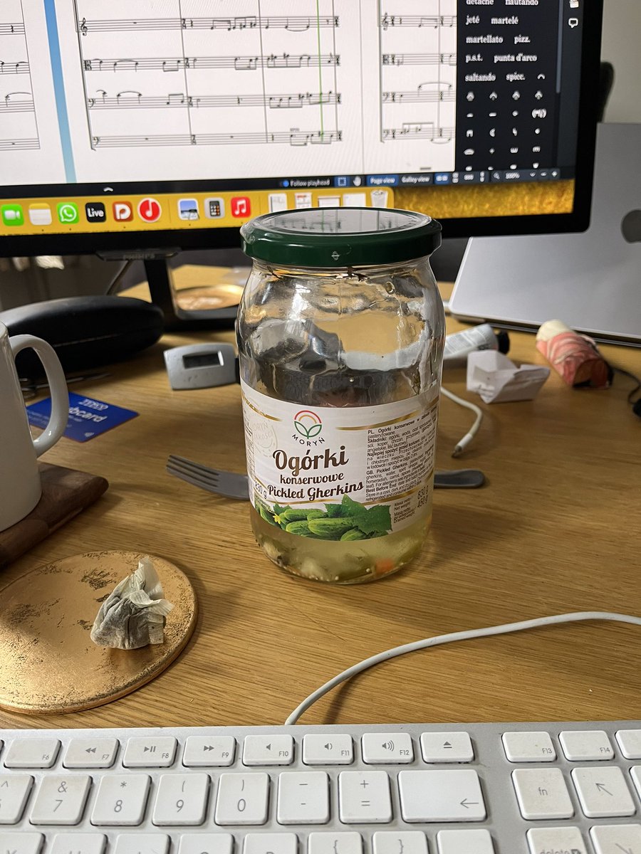 At that ‘eating gherkins straight out of the jar and leaving tea bags everywhere’ stage of the compositional process.