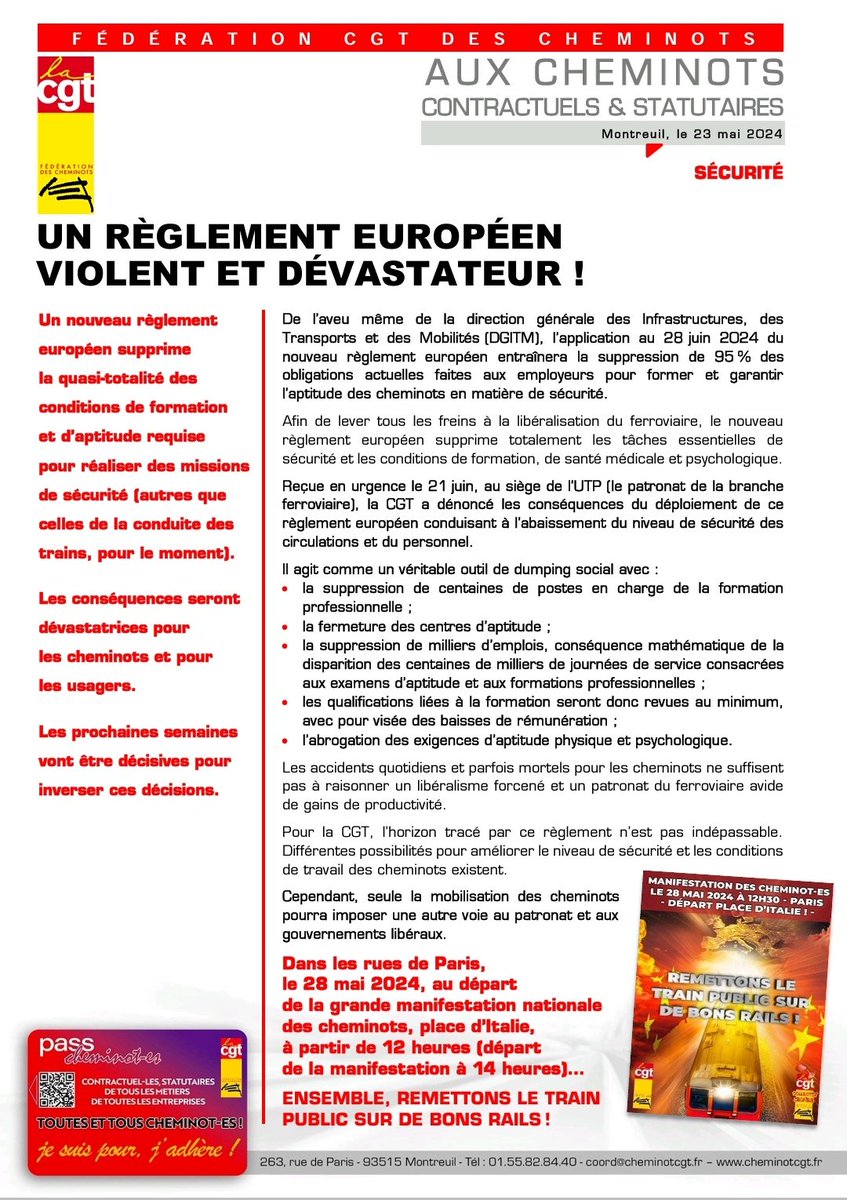 l'Europe anti social actuel nous mène droit dans le mur 🤯 La sécurité n'est pas un jeu ! Le #28mai il faut être le plus nombreux dans la rue pour arrêter cette folie !