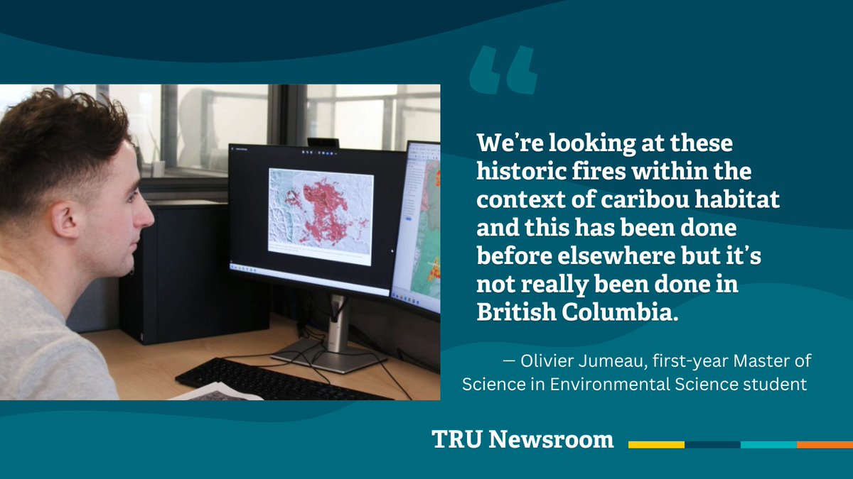 'We’re hoping to look at these historic burns and look at the lichen regeneration within the context of good caribou habitat. It’s this kind of nice bridge between a wildlife study and a wildfire study.” - #myTRU grad student Olivier Jumeau tru.ca/news