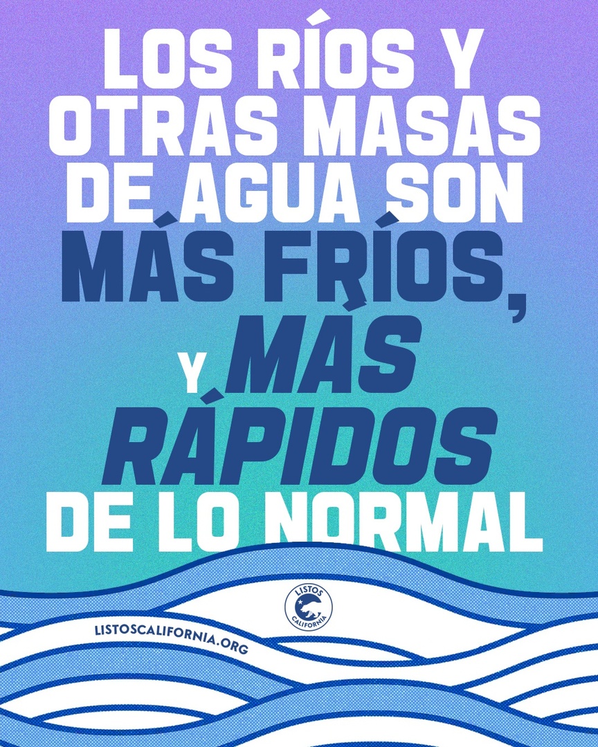 ¡En los días calurosos y soleados, las aguas abiertas pueden ser demasiado frías y demasiado rápidas incluso para los mejores nadadores! Enseñe a los niños que nadar en aguas abiertas puede ser peligroso. #ListosCalifornia