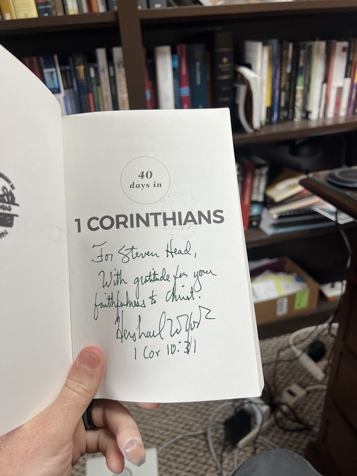StevenDHead's tweet photo. @SBTS Protip: If you're lucky the author may be around the booth and give you an encouraging note on the inside. This is from a couple of years ago. https://t.co/6M3CXK99nu