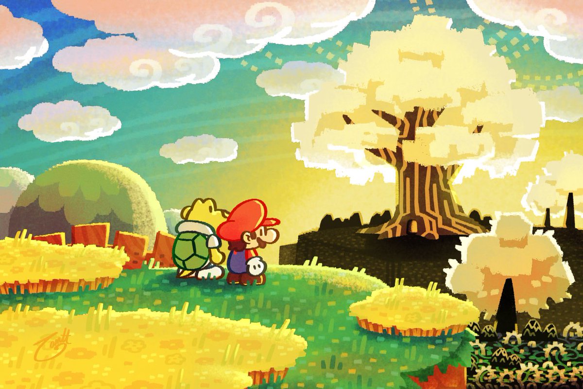 Paper Mario and Koops from Paper Mario: The Thousand Year Door. 😀
🖌️: Clip Studio Paint
#PaperMario #ペーパーマリオＲＰＧ #illustration #イラスト 
You can watch the timelapse on my Game Jolt: gamejolt.com/p/in-celebrati…