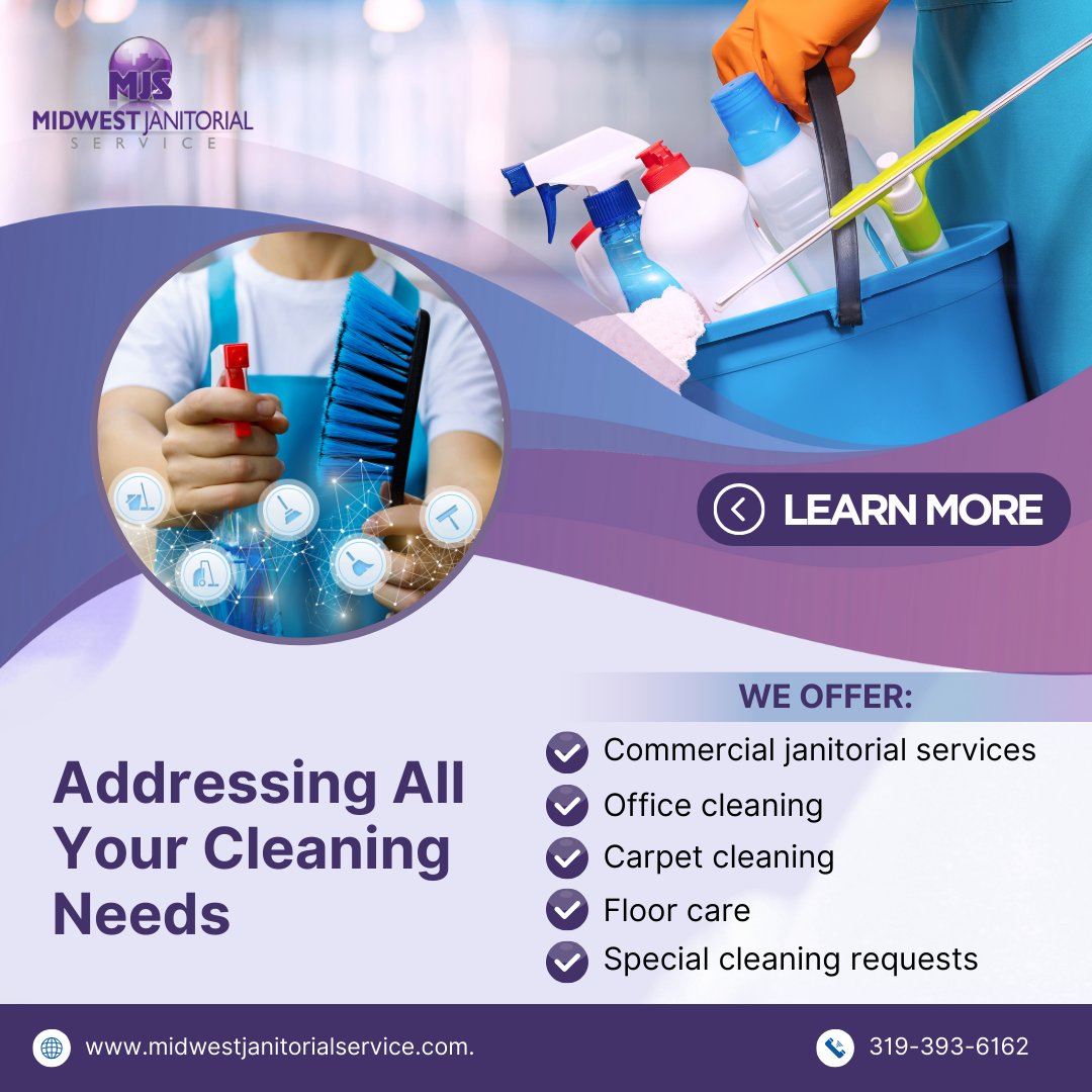 MidwestJanitor's tweet photo. Learn more about the services we offer:
- Commercial cleaning
- Office cleaning
- Carpet cleaning
- Floor care
- Special cleaning requests
Visit our website: https://t.co/OcXhRmhjOr https://t.co/92n60iFX8Y