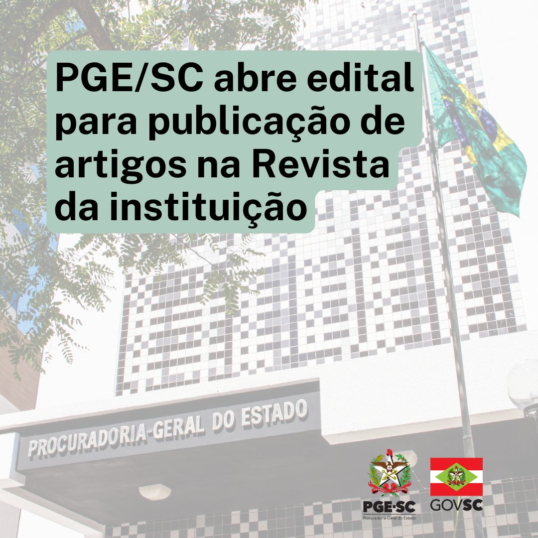 PGE_SC's tweet image. ✒️ Textos que irão compor a 14ª edição do periódico devem ser submetidos até o dia 15 de julho.

🔗 Leia mais: pge.sc.gov.br/noticias/revis…

#PGESC #GovSC #SantaCatarina #ArtigoJurídico #Direito #ArtigoAcadêmico
