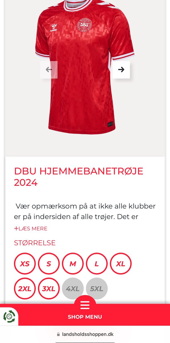 Kun udsolgt i 4XL og 5XL. Danmark❤️