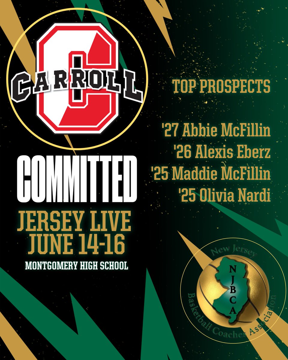 Committed Team for Jersey Live 2024: 
PIAA Powerhouse Archbishop Carroll (PA)
Be sure to check them out on June 14th and 15th at Montgomery High School!
#NJBCA #JerseyLiveGirls #GirlsBasketball #scholasticliveperiod #highschoolbasketball