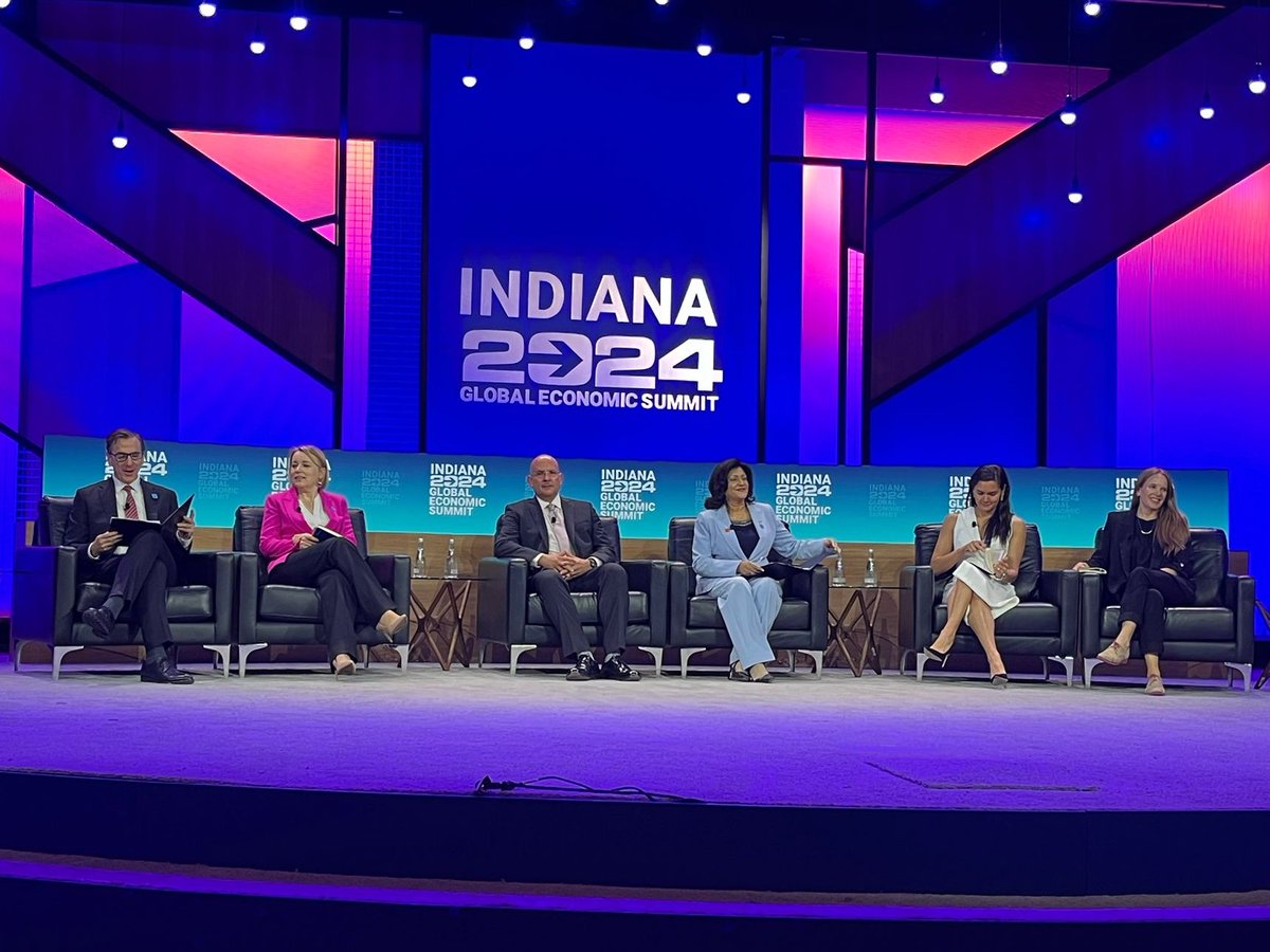 The current global trade landscape has many mountains and valleys. On a panel at the Indiana Global Economic Summit #INGlobalSummit, I talked about the EU Economic Security Strategy, which features a protect, promote and partner approach. More at bit.ly/4aCs0AV.